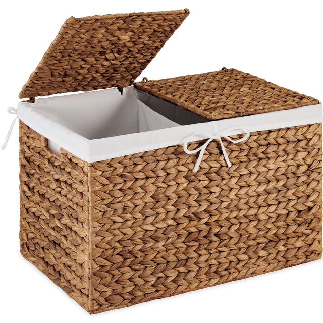 Front. Best Choice Products - Best Choice Products Large Storage Basket w/ Separate Lid, Washable Sectioned Liner Bag  - Chestnut - Chestnut.