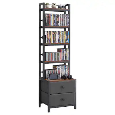 VEVOR - Media Storage Cabinet, 4-Shelf DVD Shelf Organizer with Drawers, 15.75 x 11.81 x 56.50 in Multimedia Storage Organizer
