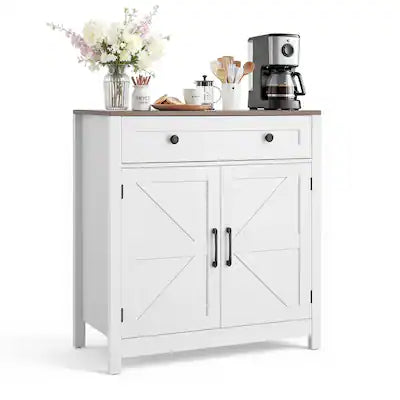 VEVOR - Coffee Bar Cabinet, Farmhouse Coffee Bar Table with Drawer, Buffet Stand Cabinet with 2 Barn Door, Sideboard Buffet