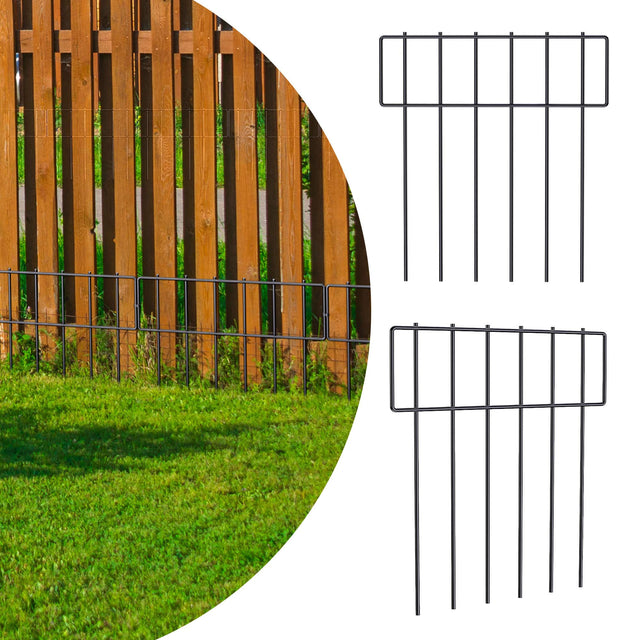 Front. Oumilen - 10 Pack Animal Barrier Fence 17 in(H)X10 Ft(L) No Dig Garden Decorative Fencing.