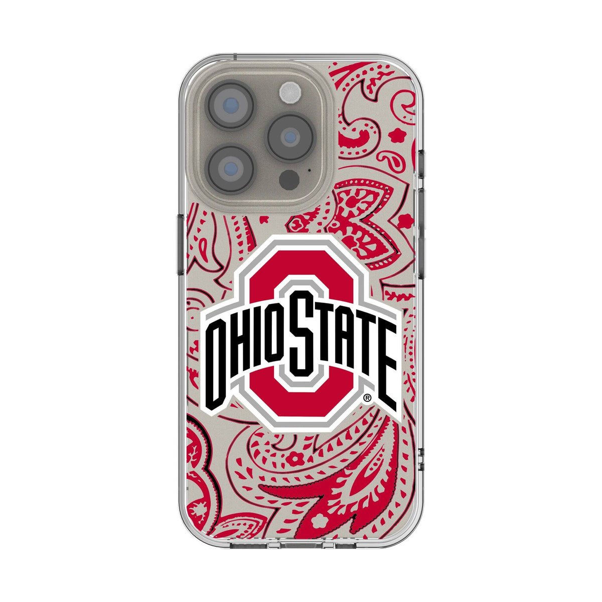 Keyscaper - NCAA - Ohio State Buckeyes iPhone Paisley Design Clear Case - 16 Plus - Multicolor