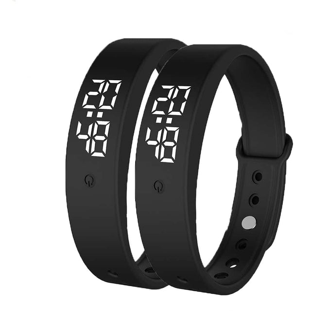 Front. PRIMEPLUS - Vibrating Alarm Watch for Heavy Sleepers, Silent Wake Bracelet, NonAudible Sleep Band for Men & Women - Black 2pcs.