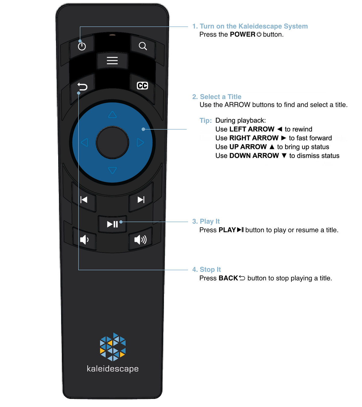 Kaleidescape - Remote Control for Strato K, V, E, & M - Black
