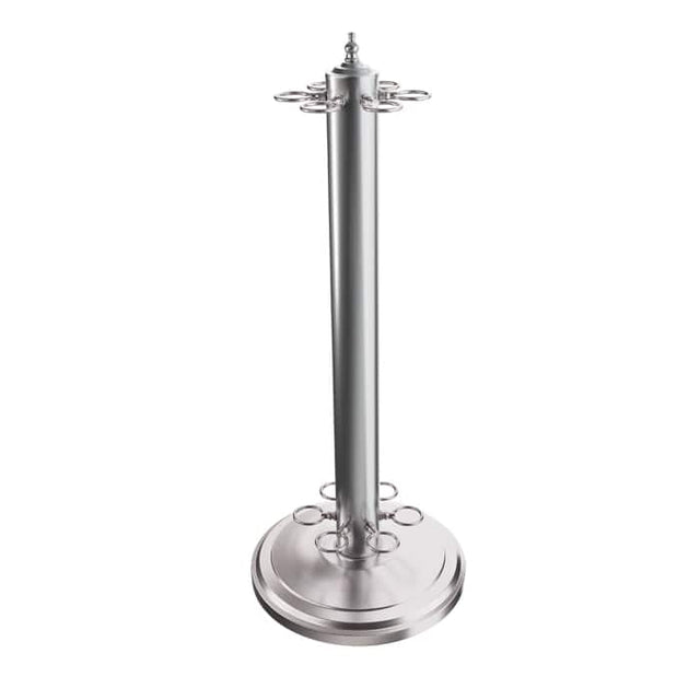 Front. GSE Games & Sports Expert - Metal 6 Floor Stand Pool Cue Rack, Billiard Pool Cue Rack Only, Stand Style Cue Rack - Brushed Nickel - Brushed Nickel.