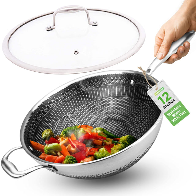 ef nutricher 12 Inches Stainless Steel Wok Pan