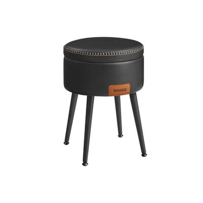 Songmics Home - Storage Ottoman – Round Vanity Stool with Synthetic Leather