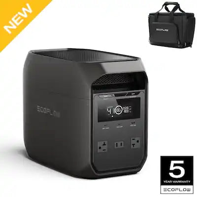 EcoFlow - Delta 3 Classic Portable Power Station with Water-Proof Bag,1800W AC Output (3600W Surge) Solar Generator for Home Backu
