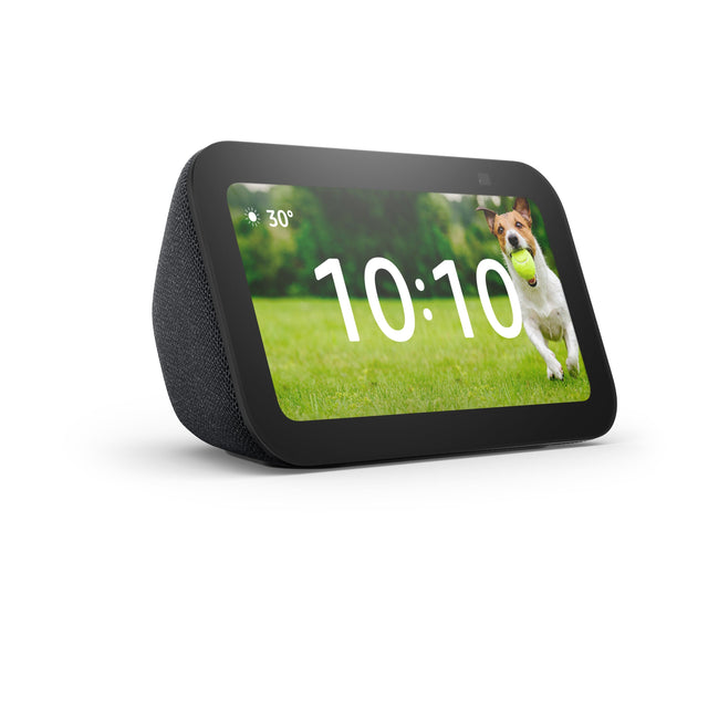 Front. Amazon - Amazon Echo Show 5 (newest model), Smart display with Alexa+, 2x the bass and clearer sound - Charcoal.