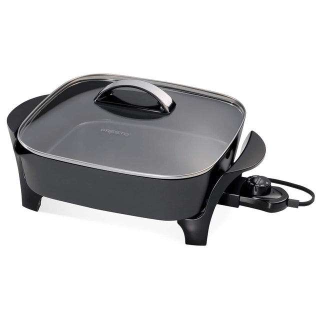 Front. Presto - 12-Inch Electric Skillet with Glass Lid - Black.