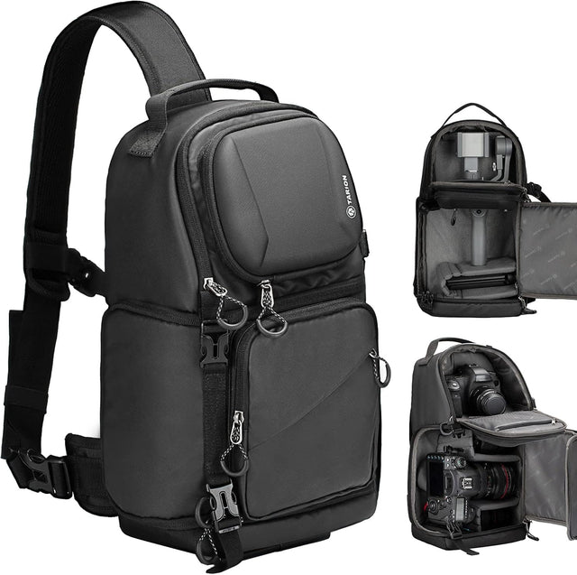 Front. TARION - TARION Waterproof Camera Sling Bag Backpack - DSLR Sling Camera Bag for Photographers Cross body Sling Bag TR-S.