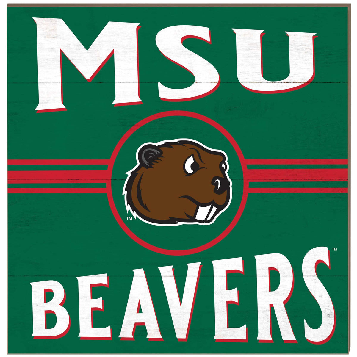Jardine - Minot State Beavers 10'' x 10'' Retro Team Plaque - Green
