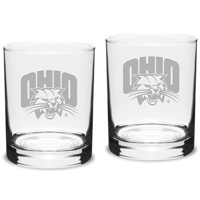 Front. Jardine - Ohio Bobcats 14oz. 2-Piece Classic Double Old-Fashioned Glass Set - Multicolor.