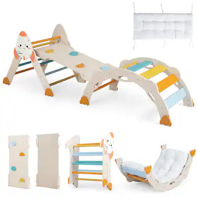Costway - 8-in-1 Climbing Toys for Toddlers with Triangle Ladder, Convertible Ramp, Indoor