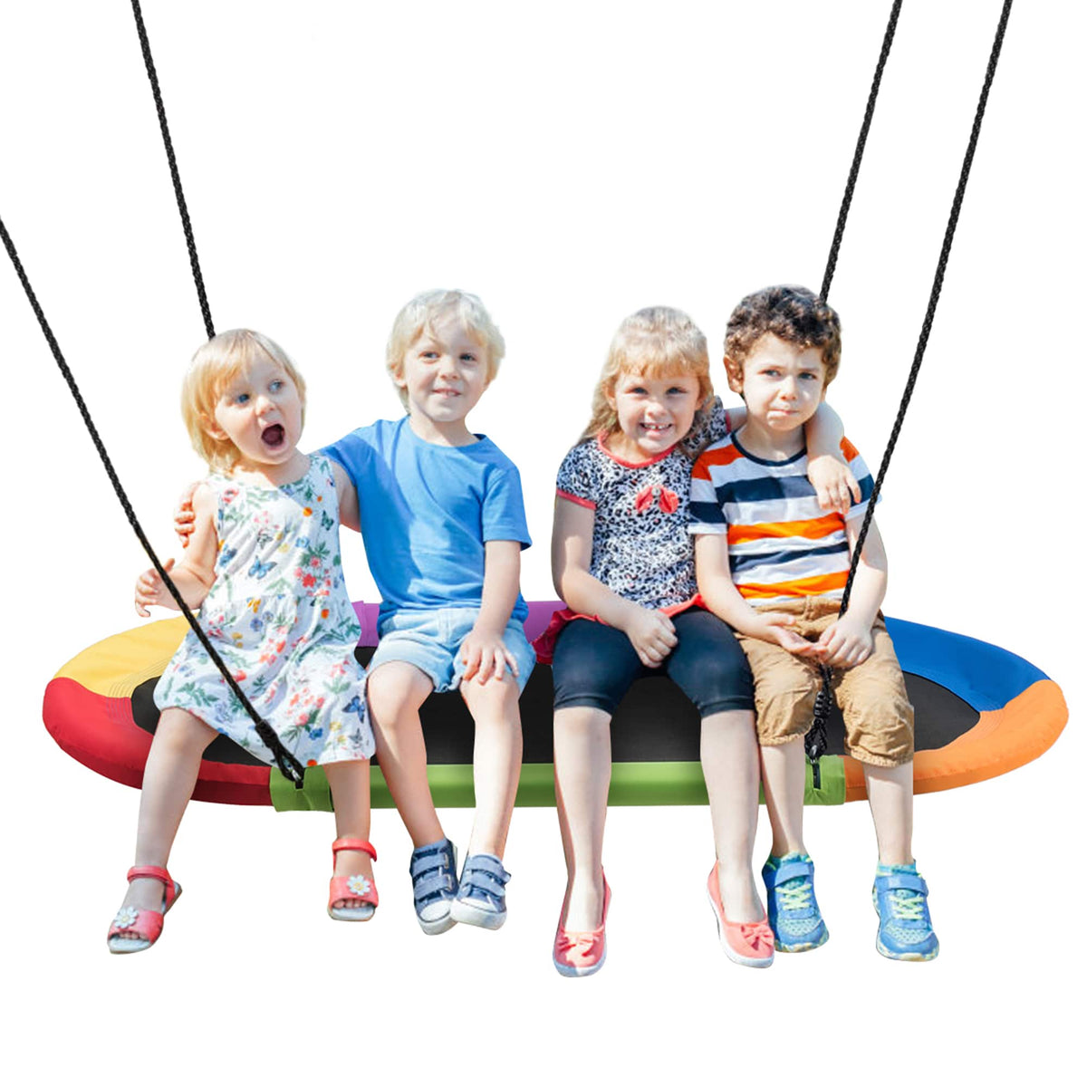 Gymax - 60'' Saucer Tree Swing Surf Outdoor Adjustable Kids Giant Oval Platform Swing Set - Colorful