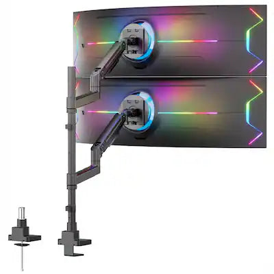 Mount-It! - Heavy-Duty Dual Stacking Monitor Mount for 24-49 Inch Ultrawide Screens, 44 lb Capacity