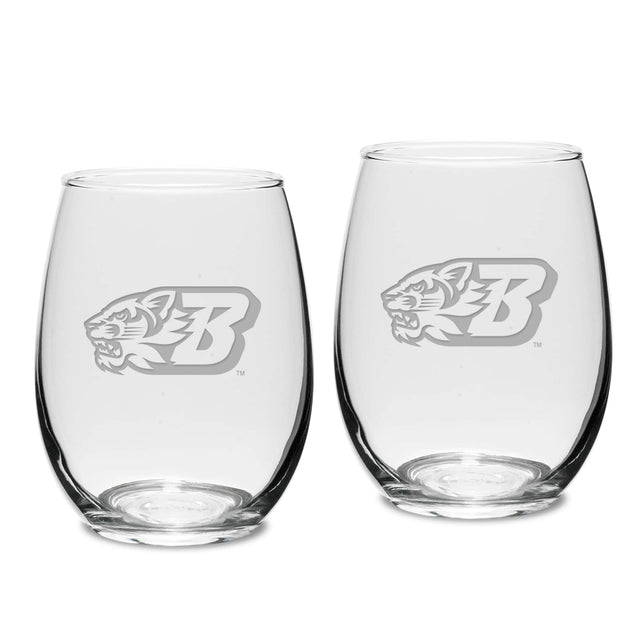 Front. Jardine - Binghamton Bearcats 15oz. 2-Piece Stemless Wine Glass Set - Multicolor.