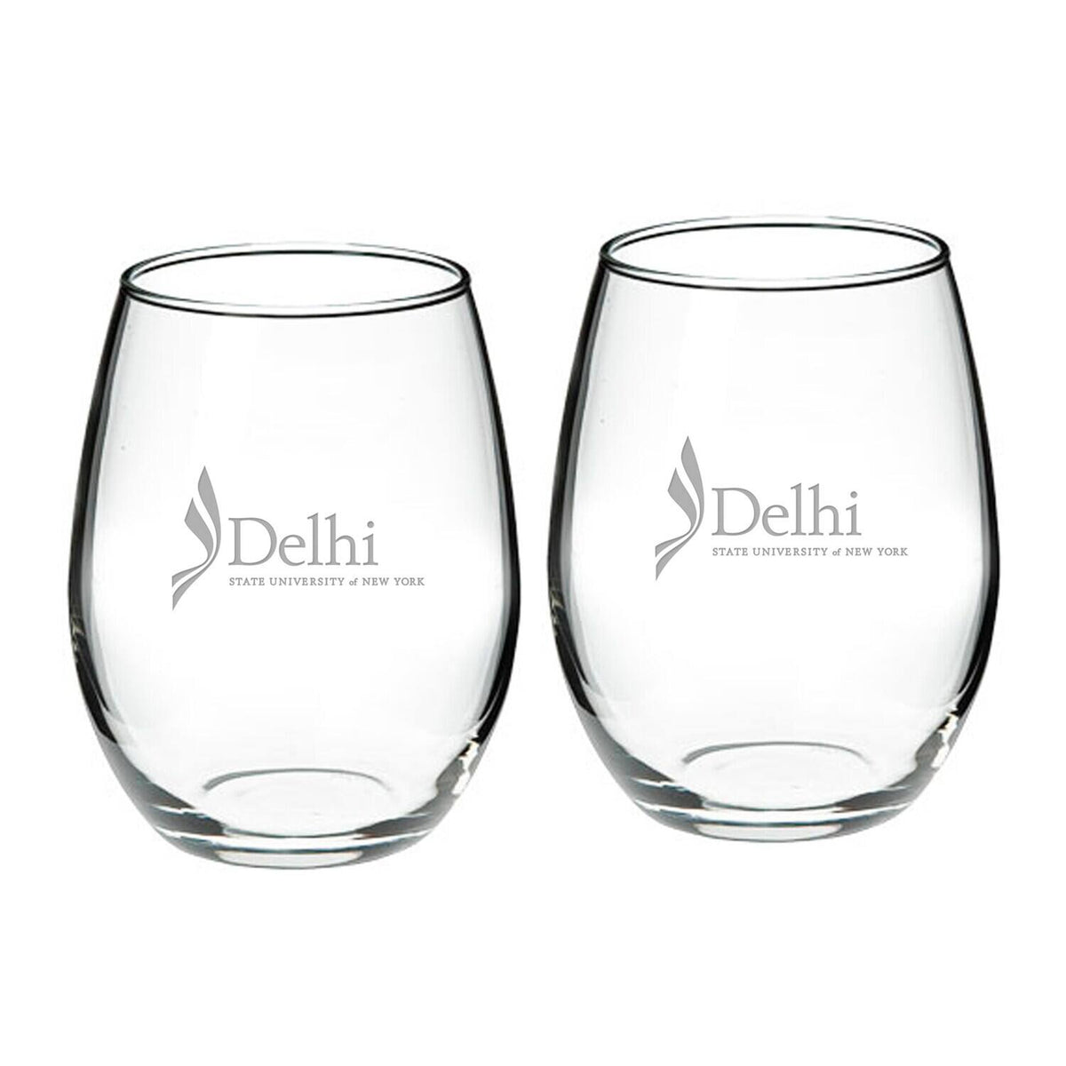 Jardine - SUNY Delhi Broncos 21oz. Two-Piece Stemless Wine Glass Set - Multicolor