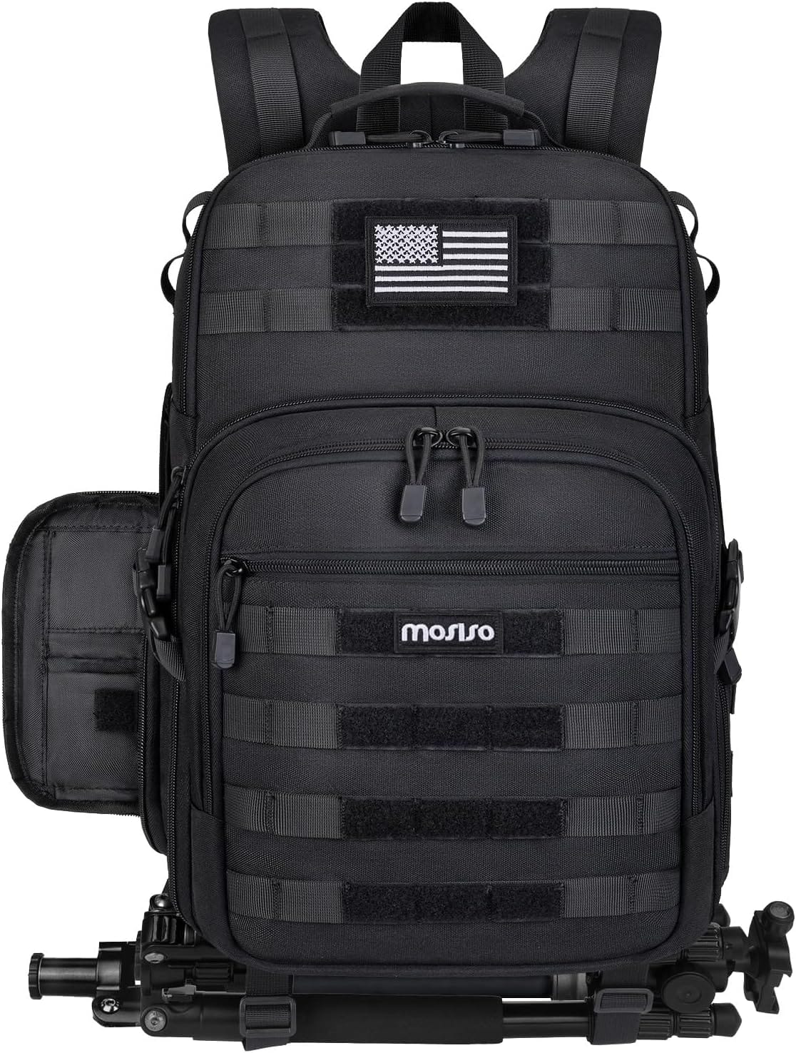 mosiso - Camera Backpack with Laptop Compartment, Tactical Camera Bag Case  for Canon/Nikon/Sony DSLR/SLR/Mirrorless - Black