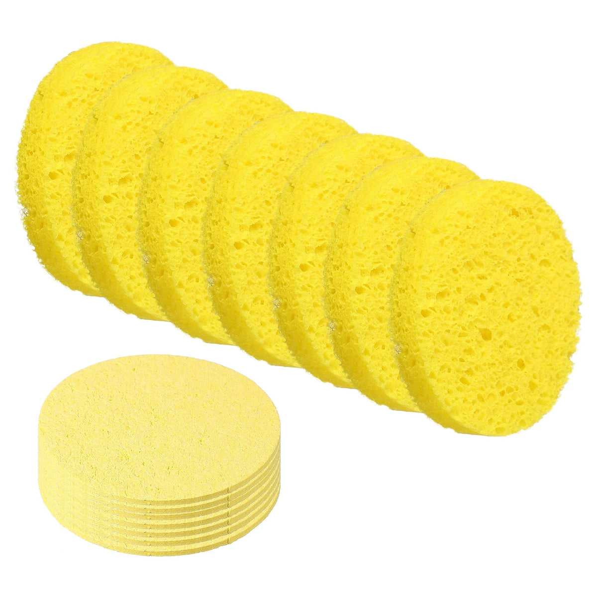 Unique Bargains - 20pcs Cellulose Round Sponges Non-Scratch Compressed Scrubber for Kitchen Bathroom Household Cookware & Cleaning DIY - Gold