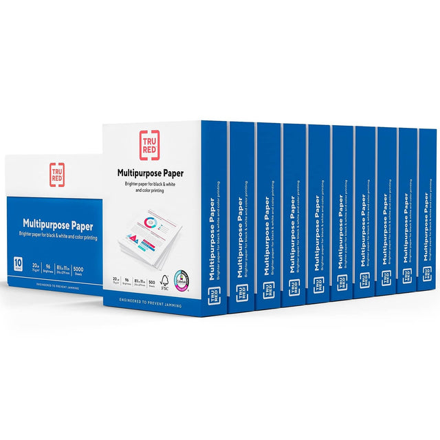 TRU RED Multipurpose Paper  
Brighter paper for black & white and color printing  

10 20a - 56 8%a11 7gl Sngw 5000 212e -em Siellmres ' PEVENT XMIG  

Multipurpose Paper  
Brighter paper for black & white and color printing  

20 P ngu Bul 500 ra n n Inu VSC ENGINEERED to PREVENT JAMMING uinnd Paper anaaatar ! Black I Multipurpos Brighterpaperforblack Drighter EMT THU RED T I Paper white Back  

Multipurpose Brighter papertorblack Drighter EMT THU RED T I Paper white miszk 3 Multipurpose anirtar I printing
