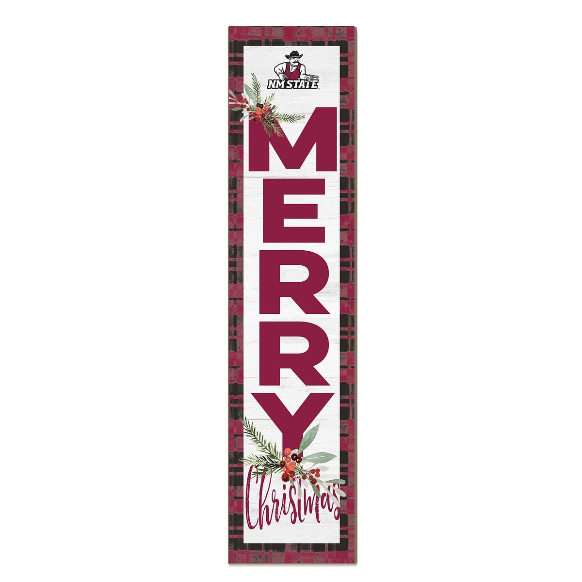 Jardine - New Mexico State Aggies 12'' x 48'' Outdoor Merry Christmas Leaner - White