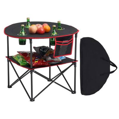 VEVOR - Folding Camping Table,Portable Outdoor Lightweight Picnic Table,600D Oxford Fabric Travel Beach Tables,with 4Cup Holders