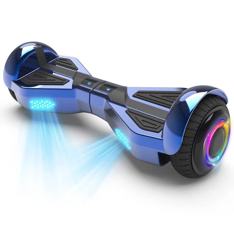 Hover Heart - Starship Self-Balancing Electric Hoverboard with Bluetooth Speaker, 6.5" LED Light-Up Wheels, Chrome Sci-Fi Design - Blue