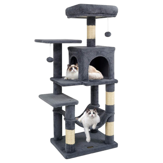 Front. Costway - Costway 44" Tall Multi-level Cat Tree with Cushion Top Perch, 2-Entrance Large Cat Condo.