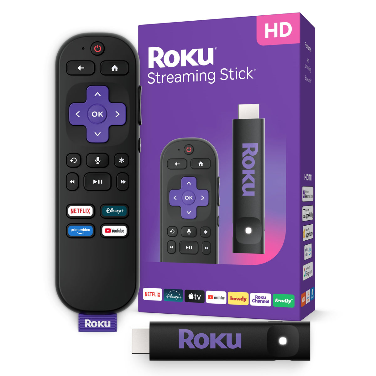 Roku - Streaming Stick - HD Streaming Device for TV with Voice Remote - Black