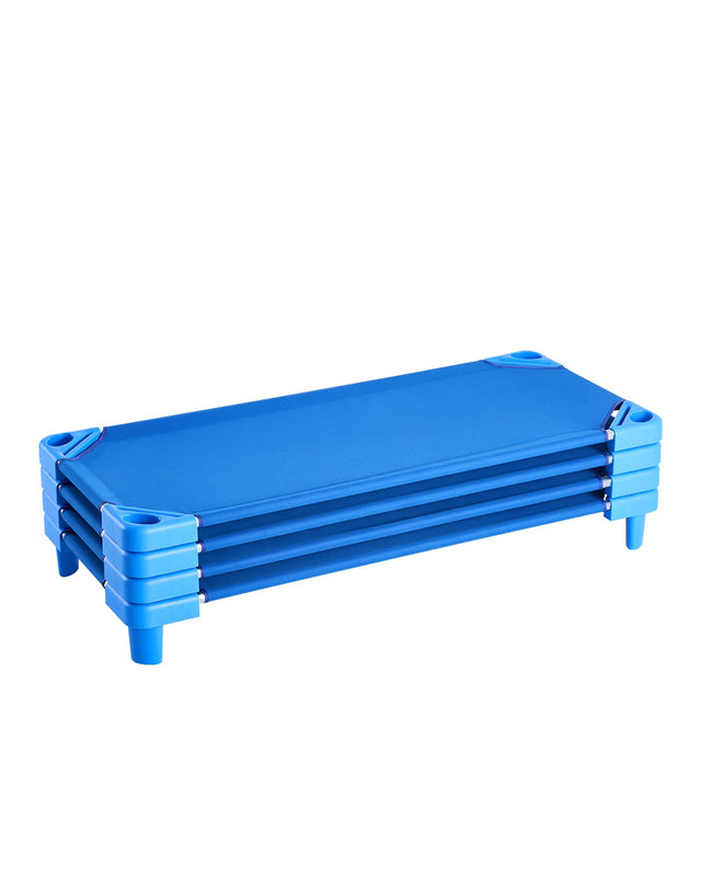 Front. VEVOR - Stackable Kiddie Cot, Pack of 4, Portable Toddler Nap Cots, Standard Size 52" L x 23" W Daycare Cots for Kids - Blue.