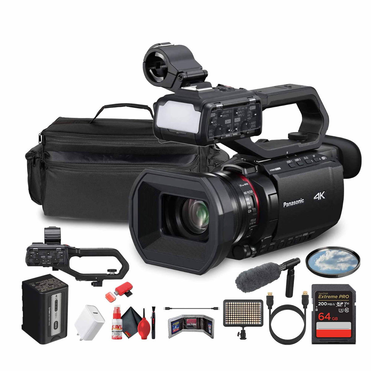 Bundle - Panasonic - HC-X2100 UHD 4K 3G-SDI/HDMI Pro Lightweight Camcorder with 24x Zoom - - Advanced