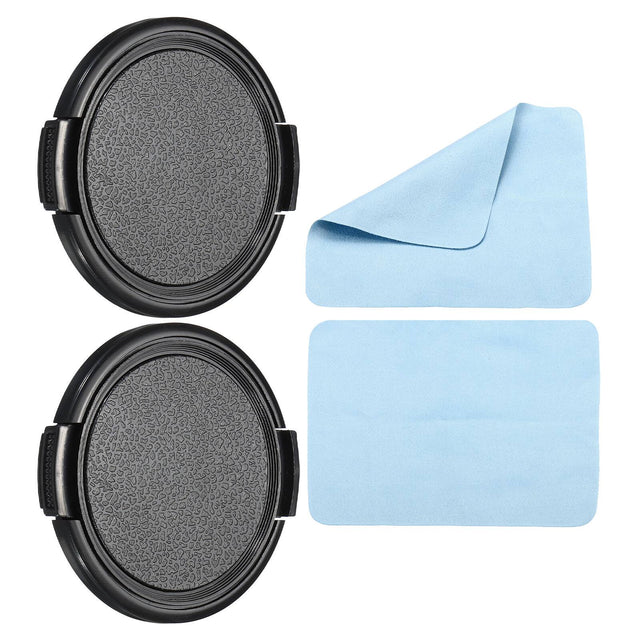 Front. Unique Bargains - 2pcs 55mm Sides Pinch Lens Cap with Cloth for Nikon/Fujifilm/Pentax/Leica - Black.