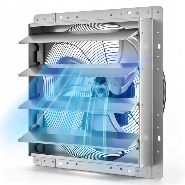 Front. VEVOR - 18 Inch Shutter Exhaust Fan Wall Mounted Automatic Louvers Silver, Sturdy Steel Housing, 3051 CFM Low Noise, AC Motor - Silver.