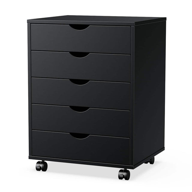 Front. Bestier - Storage Cabinet 5 Drawers 18.7 in.W  Dressers with Wheels Mobile Organizer Drawers for Office, Bedroom, Home - Black.