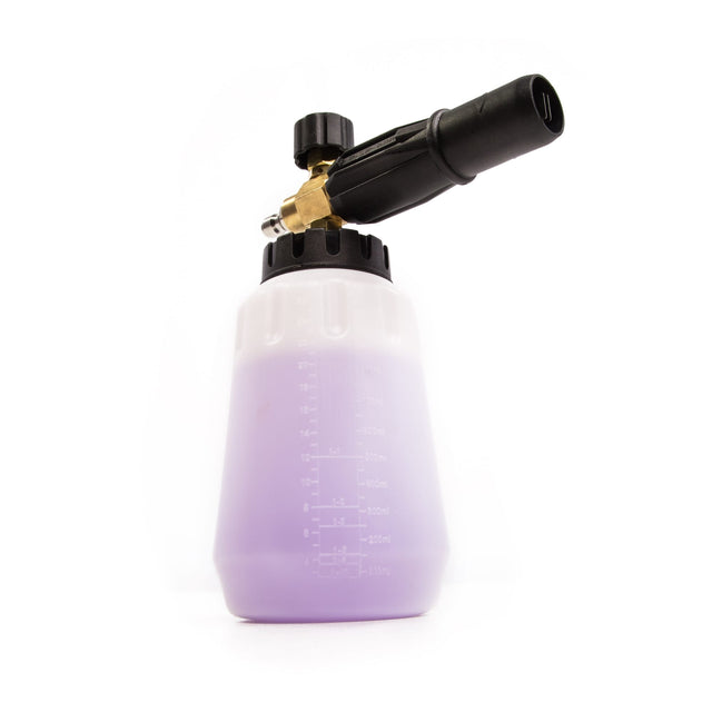 Front. Greenworks - Pressure Washer Foam Cannon Attachment - Grey.