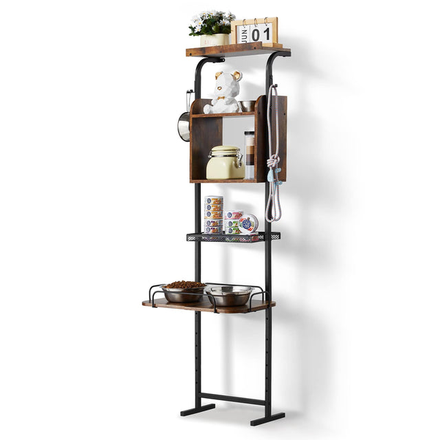 Front. VEVOR - Pet Feeding Station with Storage, Elevated Dog Bowls, Raised Dog Bowl Stand, Dog Food Storage and Feeder Station - black.