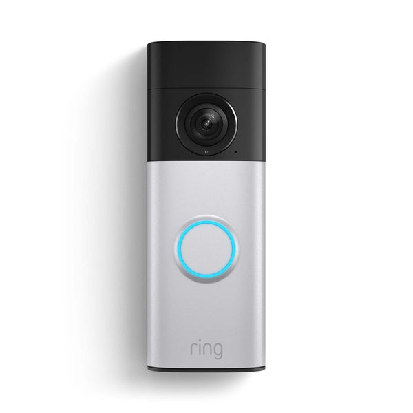 Ring - Battery Doorbell Plus, Retinal 2K with wide-angle video, 6x Enhanced Zoom, Night Vision, Quick Release Battery - Nickel Silver