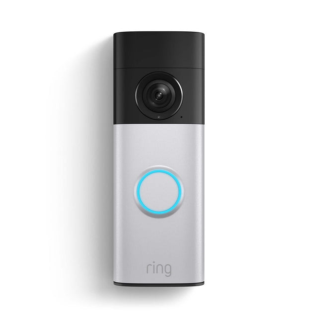 Front. Ring - Ring Battery Doorbell Plus, Retinal 2K with wide-angle video, 6x Enhanced Zoom, Night Vision, Quick Release Battery - Nickel Silver.
