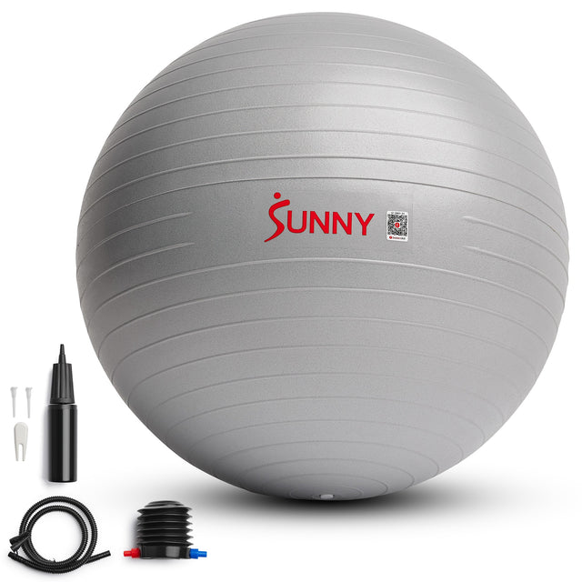 Front. Sunny Health & Fitness - Premium Yoga Ball - Light White.