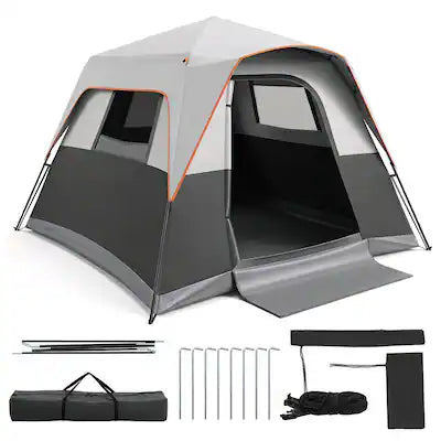 Costway - 6-Person Outdoor Camping Tent with Rainfly & Carrying Bag, 3000mm Water-Resistant