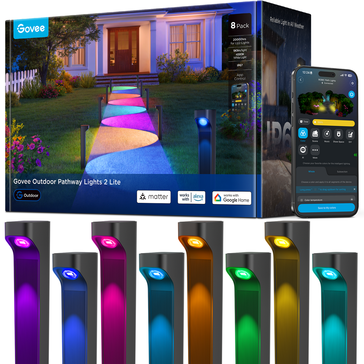 Govee - Outdoor Pathway Lights 2 Lite，8pack