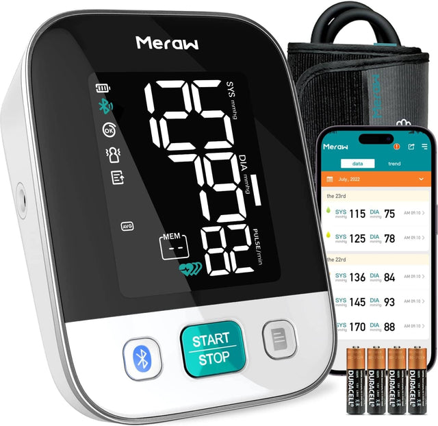 Meraw I OK AVG MEM SYS 115 DIA 75 PULSE/min Meraw Meraw ! data trend July, 2022 the 23rd SYS 125 DIA 78 AM 09.10 mmHg mmHg SYS 136 DIA 84 AM 09.10 > mmdtg mmHg SYS 145 DIA 93 mmdtg mmHg AM 09.10 > START STOP BYS 170 DIA 88 mmdtg mmHg I I E DURACELL 15 DURACELL DURACELL I I AM 09.10 >  DURACELL  I A