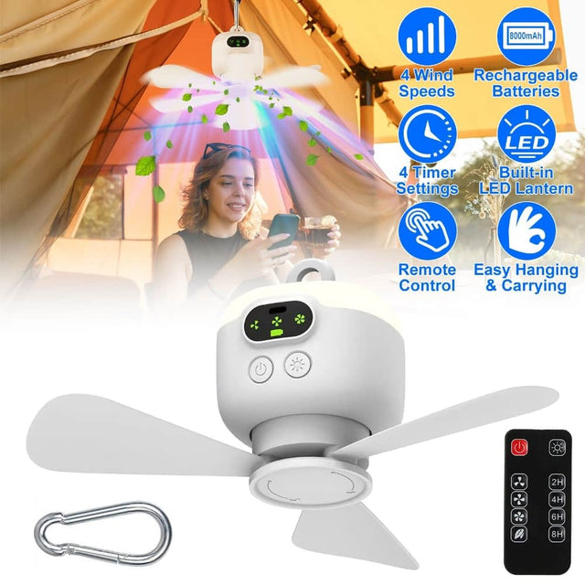 8000mAh 4 Wind Rechargeable Batteries LED 4 Timer Built-in Settings LED Lantern Remote Control & Easy Hanging & Carrying 2H 4H 6H 8H