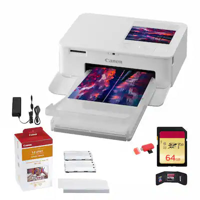 Canon - SELPHY CP1500 Compact Photo Printer + KP-108IN Color Ink and Paper Set + 64GB Card + More