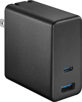 Best Buy essentials™ - 100W Dual Port USB-C and USB Wall Charger for MacBook Pro, iPad, iPhone, Apple Watch, Smartphones & other USB-C Devices