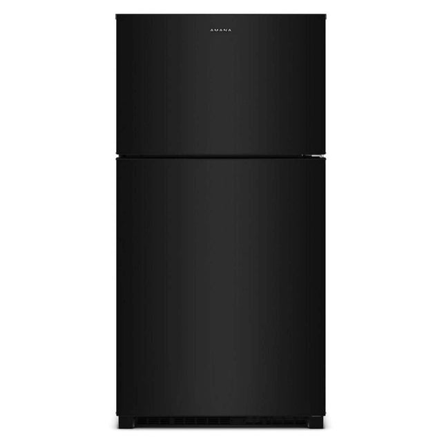 Front. Amana - 33 in. Wide 21.3 cu. ft. Top-Freezer Refrigerator With Dual Crisper Drawers - Black.