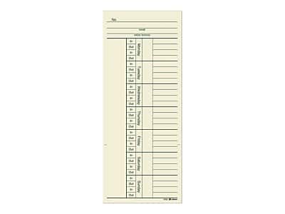 Adams - Time Cards for Acroprint 125, ES700, ES900, ESP180 Time Clock, 200/Pack - Beige