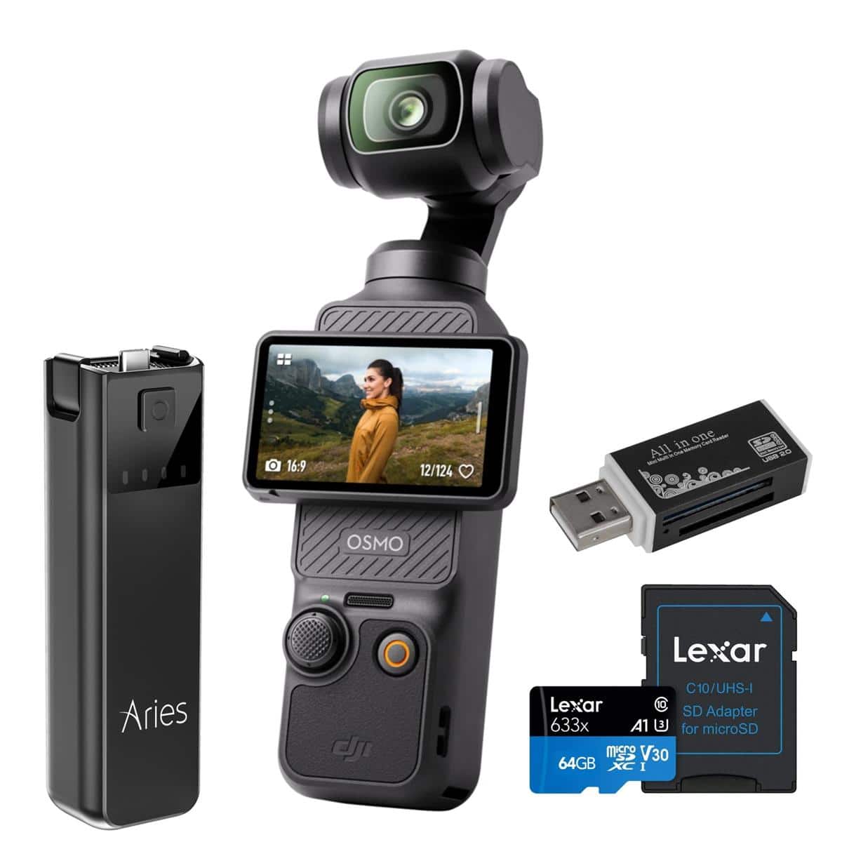 Bundle - DJI - Osmo Pocket 3 Gimbal Vlogging Camera, w/Power Bank, 64GB Card  Bag