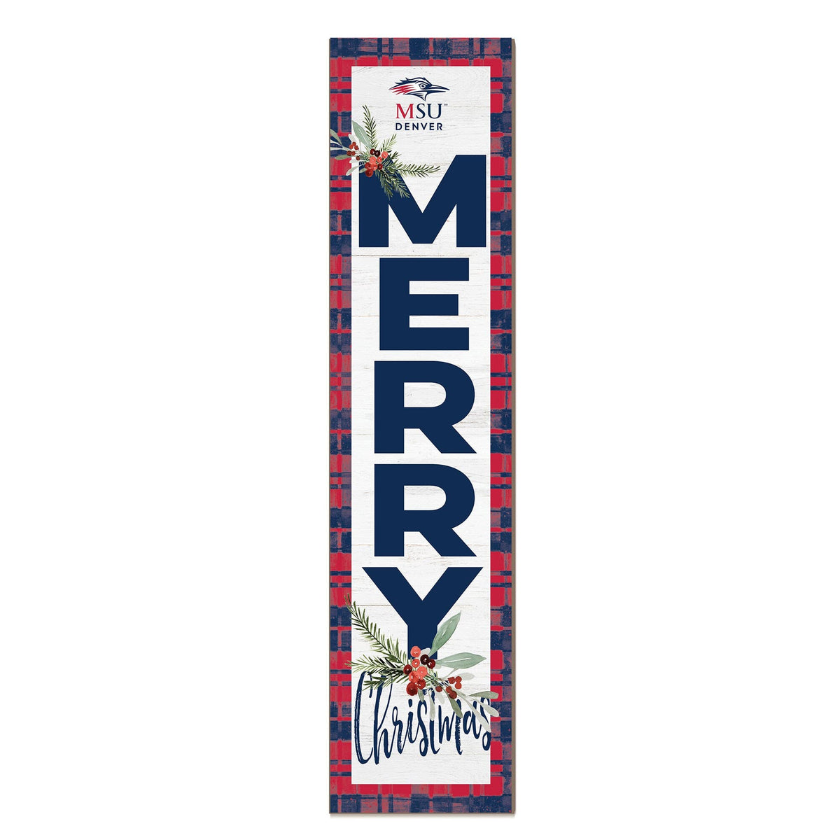 Jardine - MSU Denver Roadrunners 12'' x 48'' Outdoor Merry Christmas Leaner - White