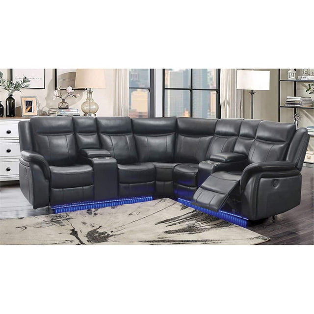 Front. Global Furniture USA - Corner Wedge Sectional - Charcoal - Charcoal.